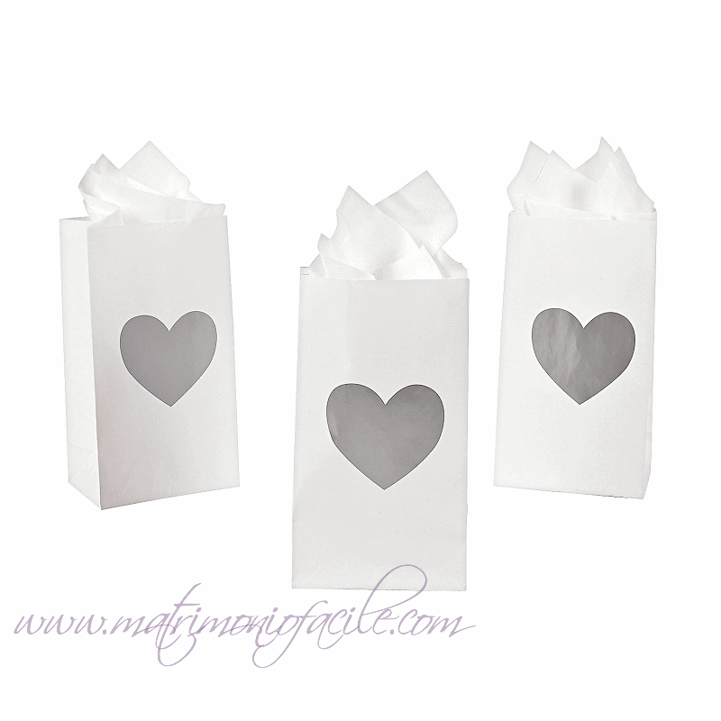 BUSTINA CONFETTATA  CUORE ARGENTO