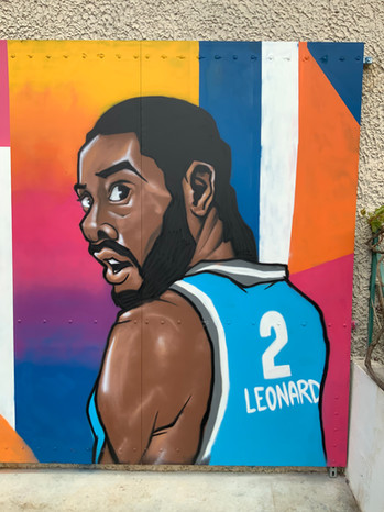 decoration graffiti, portrait, kawhi leonard, cours patrticuliers, basketball, nba