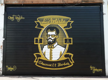 décoration tag graffiti graff street art artiste barber coiffeur store magasin 