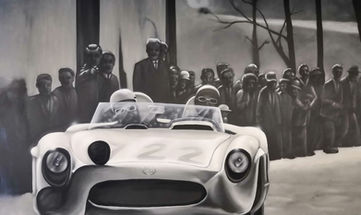 décoration intérieur, décoration graffiti, déco graff, 1000 miglia, fangio, voiture, automobile, course, réalisme, photo, peinture