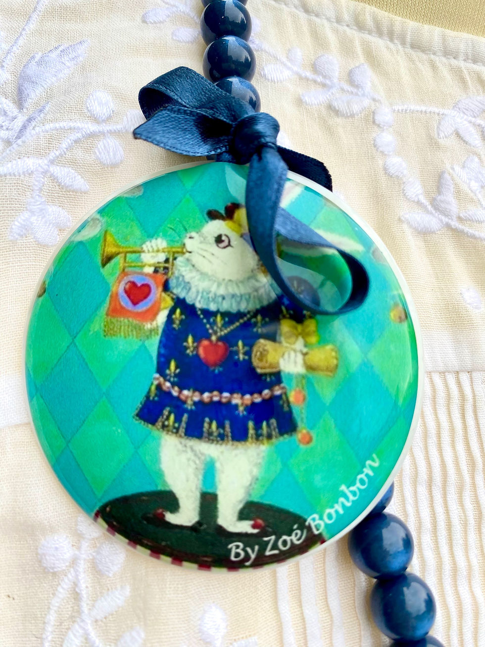 Miniature : Sautoir MARINE “Monsieur Lapin Blanc”