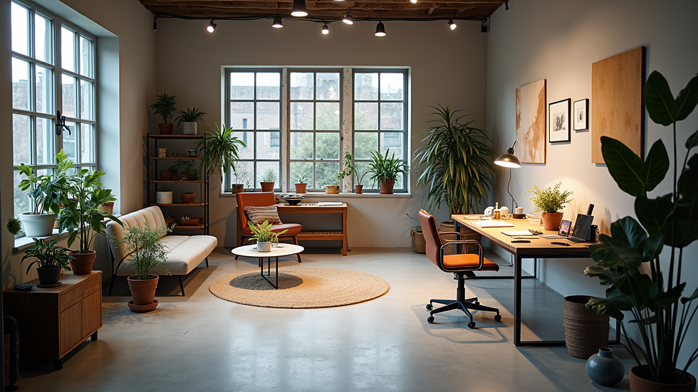 High angle view of a modern design studio with digital tools