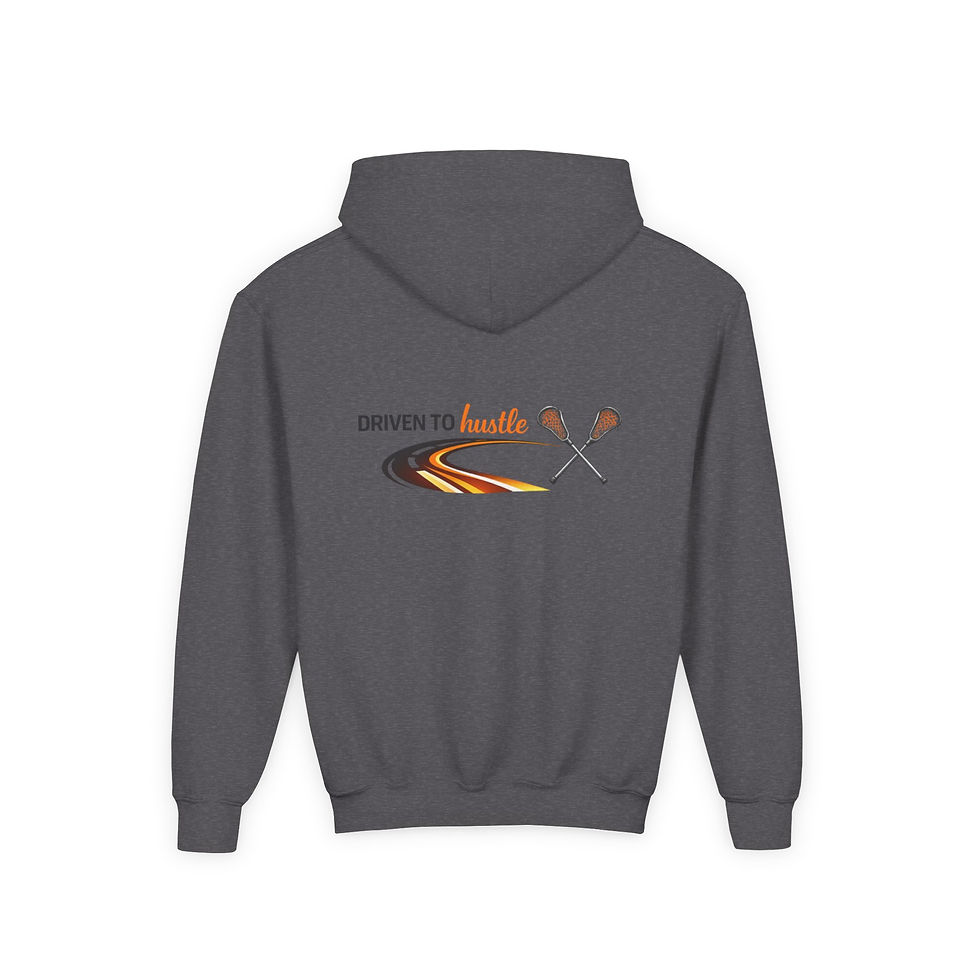 Thumbnail: Lacrosse Driven to Hustle - Youth Unisex Hooded Sweatshirt in Orange