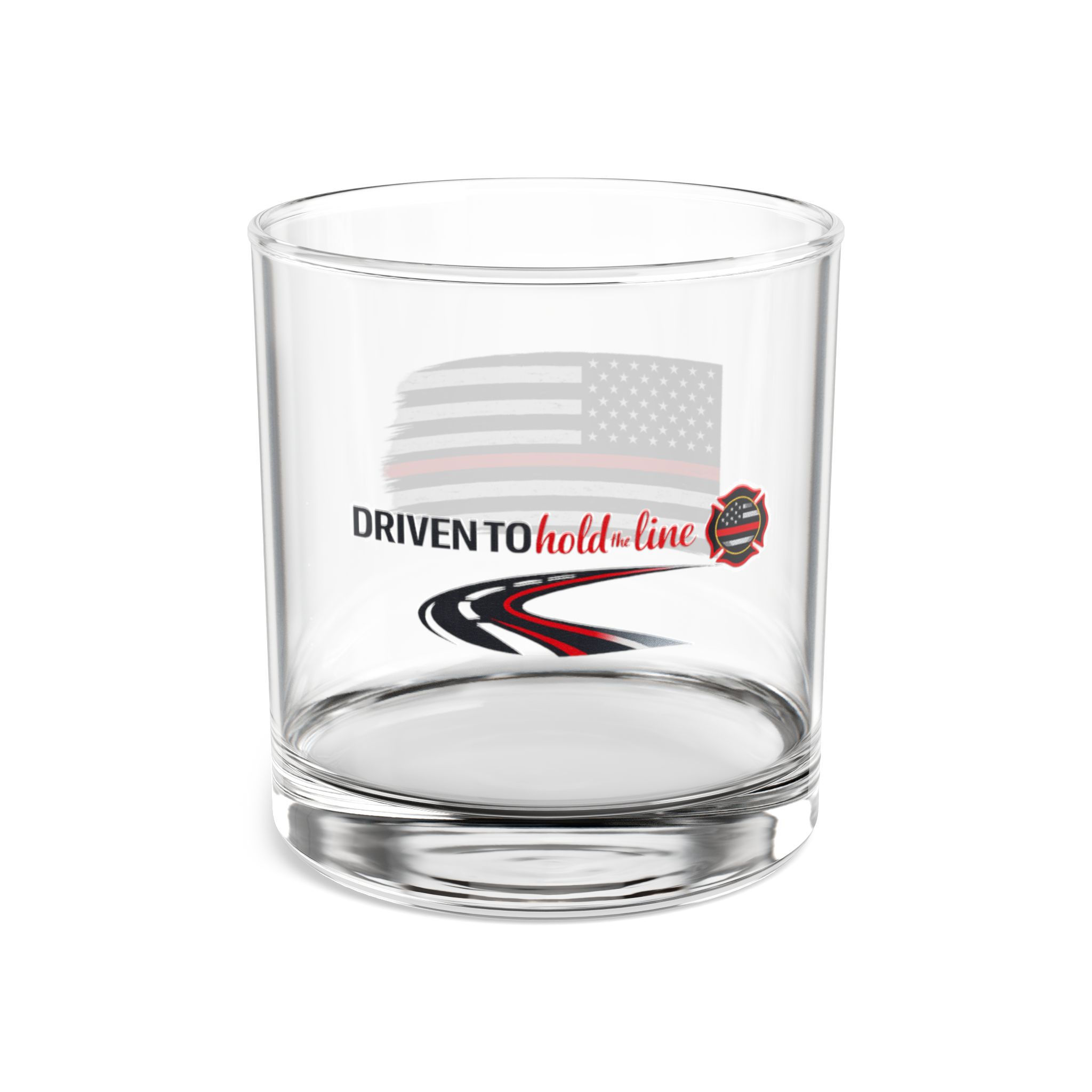 Thin Red Line Rocks Glass