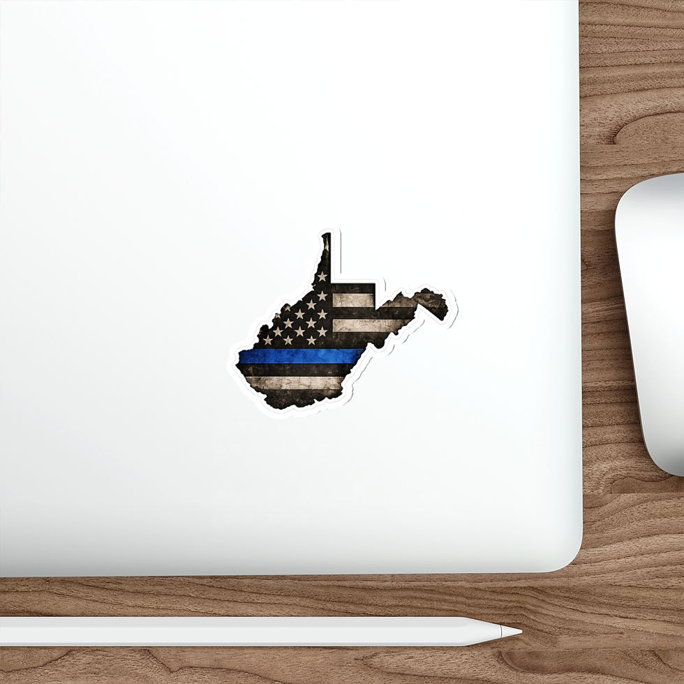 Thumbnail: West Virginia Thin Blue Line Sticker — Die-Cut State Flag Police Support Sticker