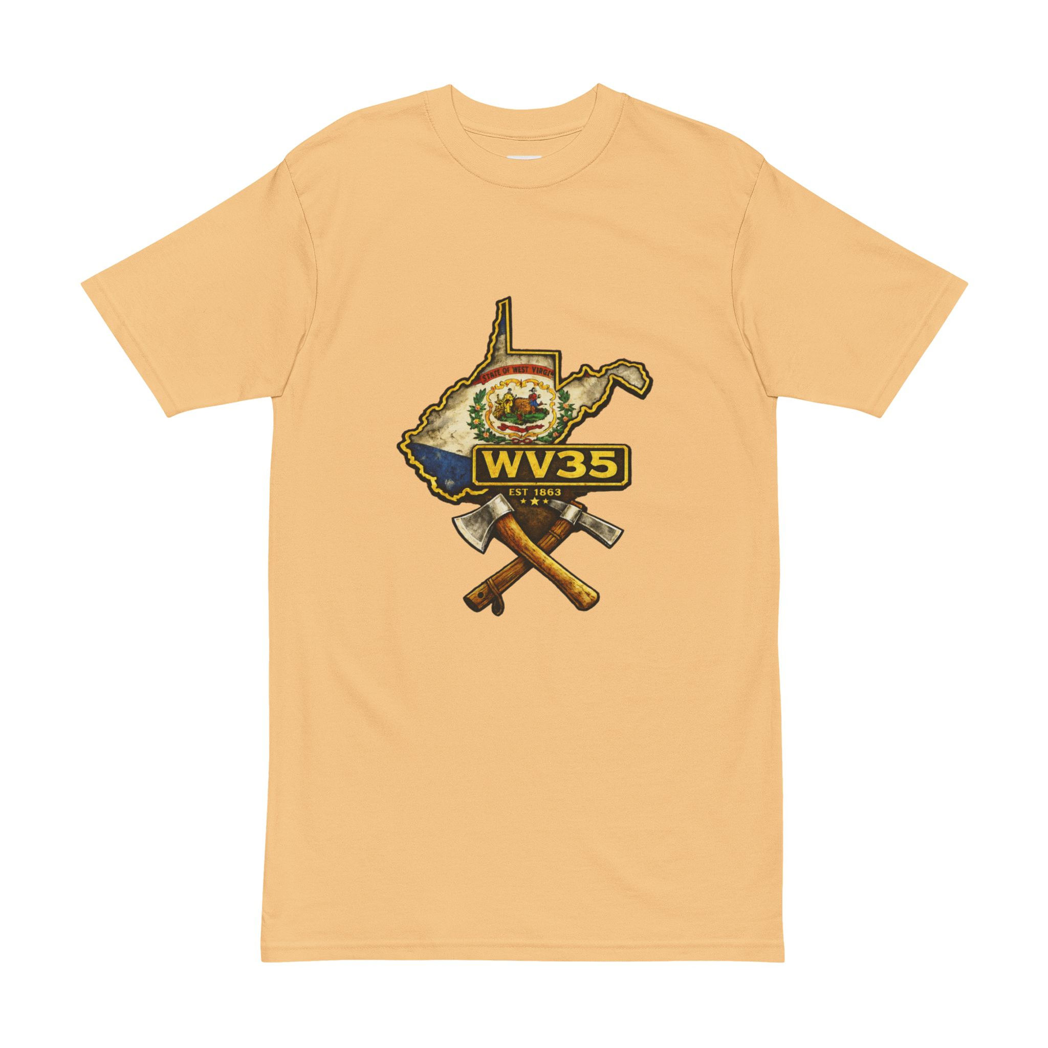 WV35 West Virginia Map Axe Graphic Tee