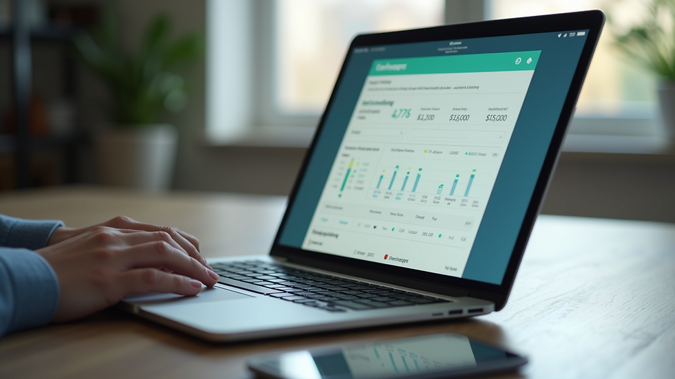 Close-up view of a laptop screen showing a budgeting app interface