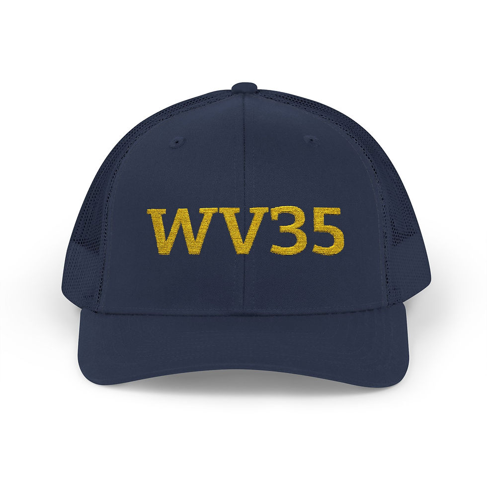 Thumbnail: WV35 Trucker Cap - Sparkle Gold Logo Snapback Hat