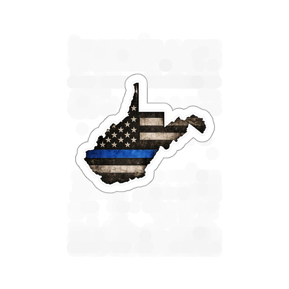 Thumbnail: West Virginia Thin Blue Line Sticker — Die-Cut State Flag Police Support Sticker