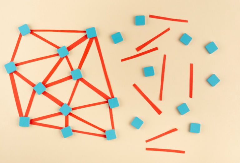 Make sure your sponsorship packet is easy to read, more like the organized design on the left of this image, rather than the chaos of elements on the right.