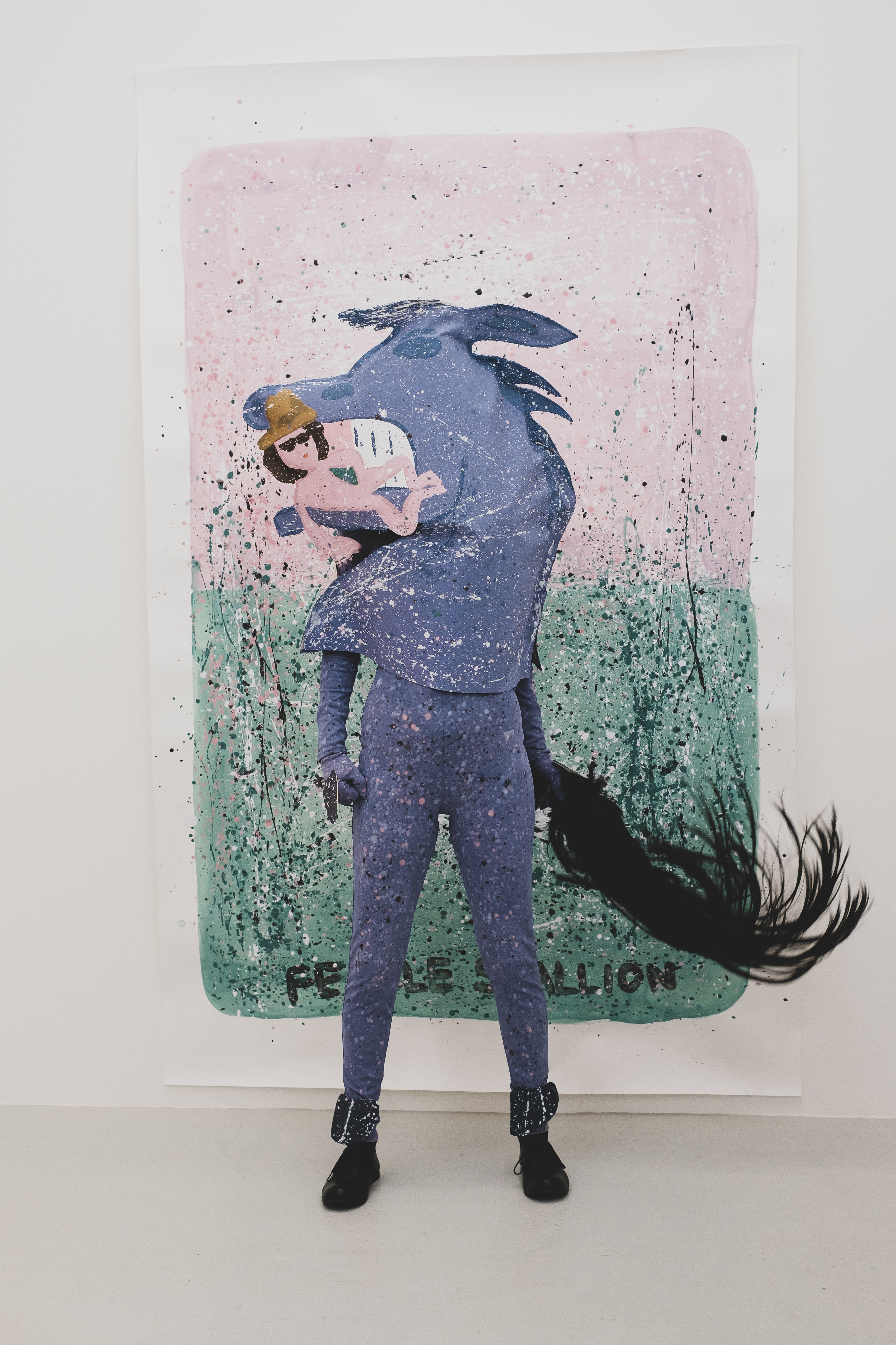 Kate Groobey, artist. Female stallion, live performance at Sim Smith, 2022