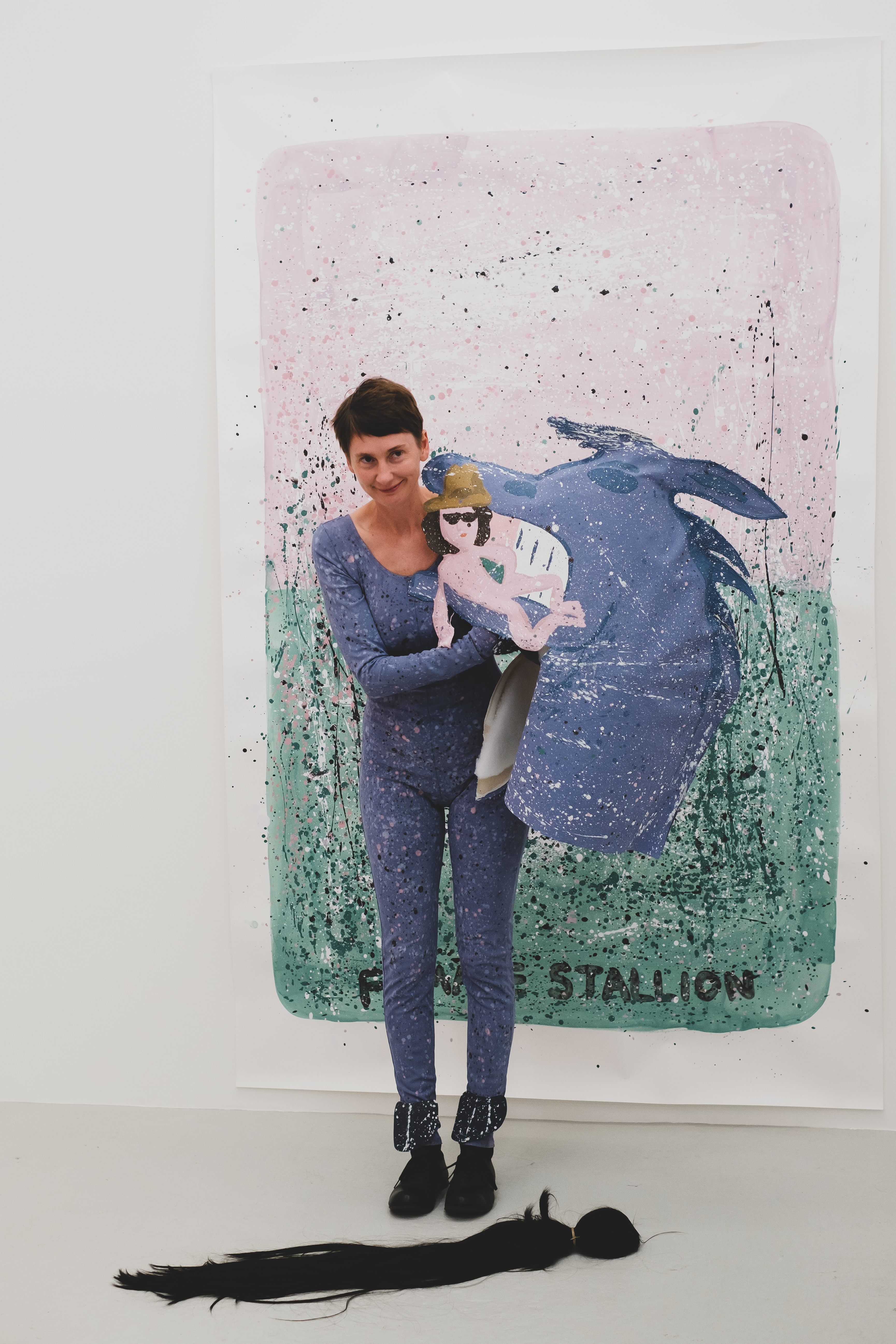 Kate Groobey, artist. Female stallion, live performance