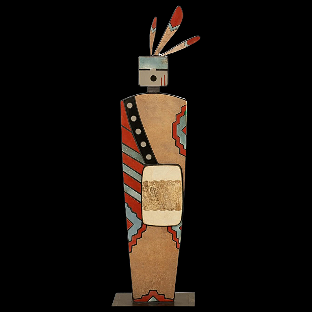 "Navajo Drummer" Life-Size Steel & Ceramic Tile Sculpture by William Rogers
