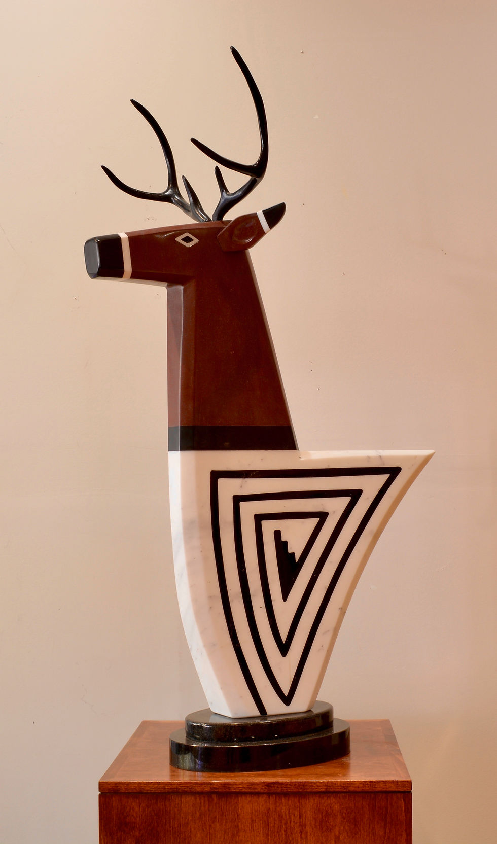 Thumbnail: 'Walking His Life's Road' Marble Deer Sculpture by Cliff Fragua