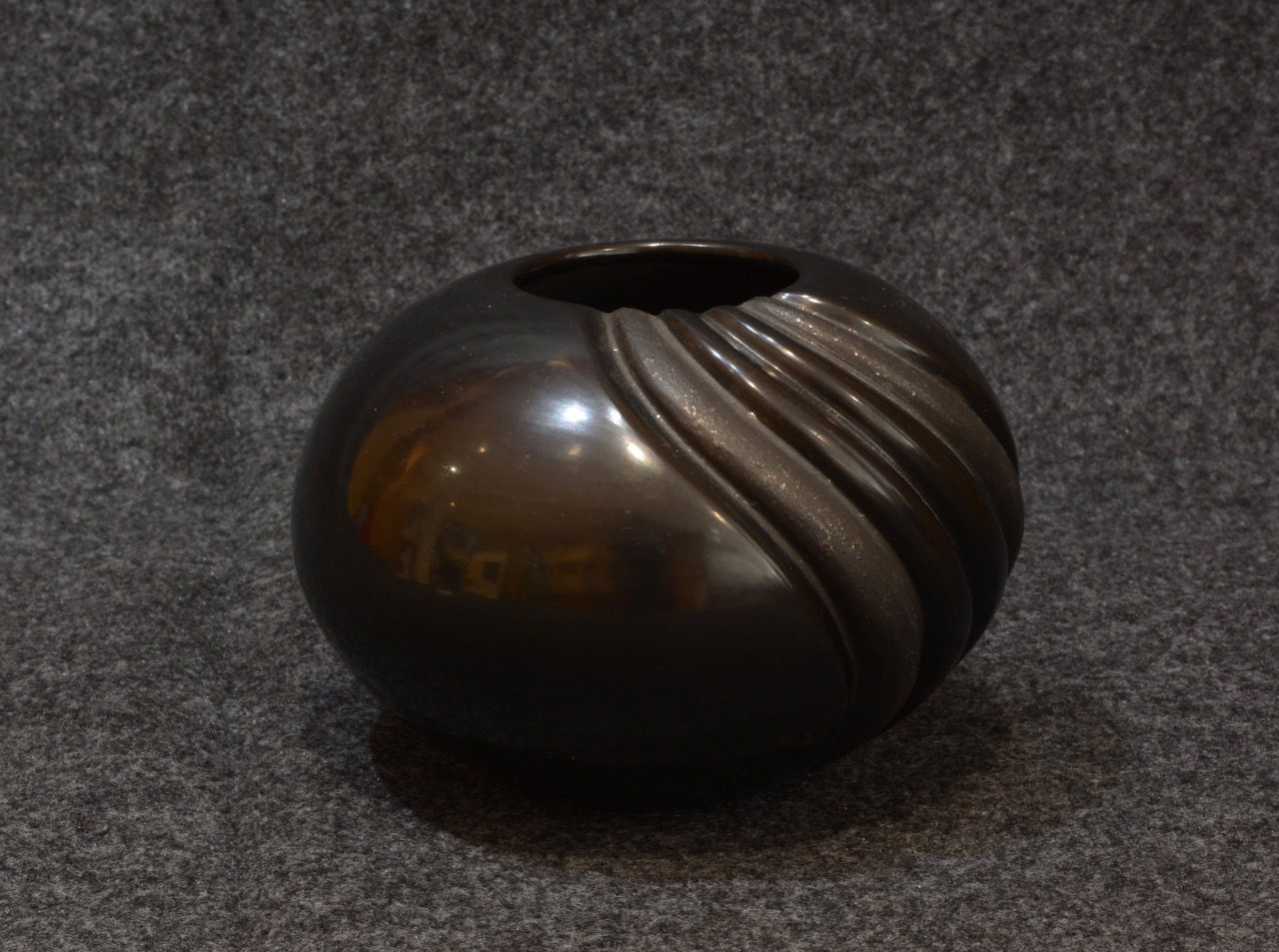 Black Swirled Pot by Linda Tafoya, Santa Clara Pueblo