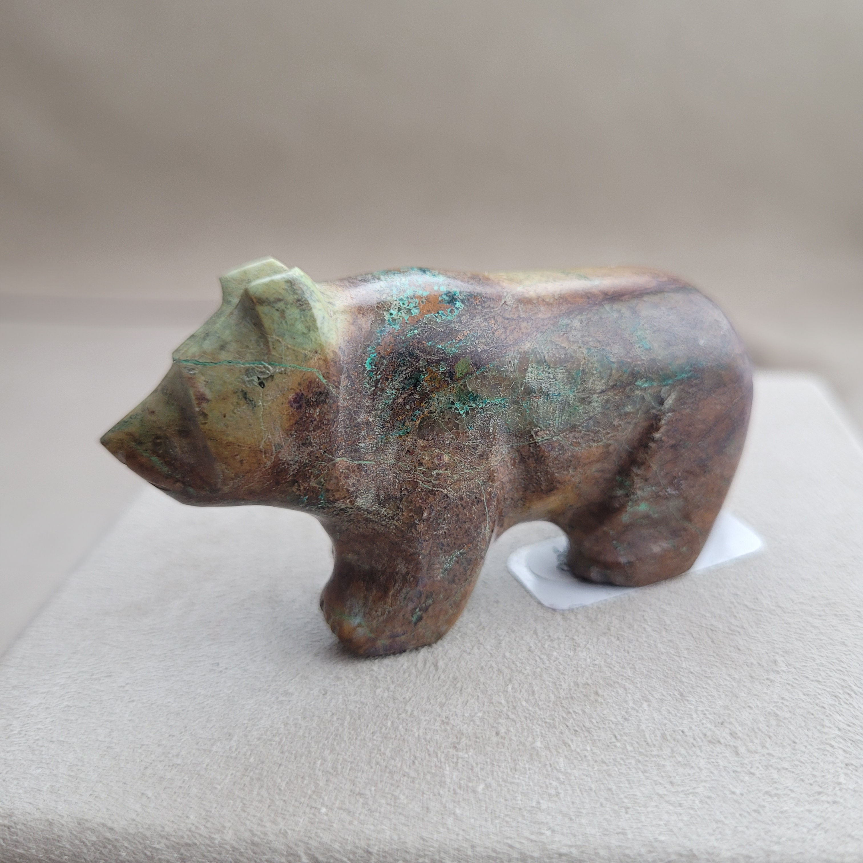 Large Turquoise Walking Bear Fetish by Amos Pino