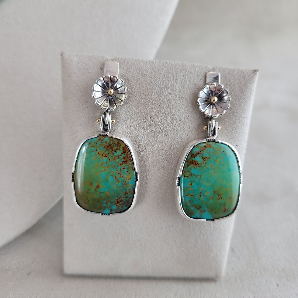 Thumbnail: Mojave Heishi, Royston, & Manassa Turquoise Central Stone Necklace & Earring Set