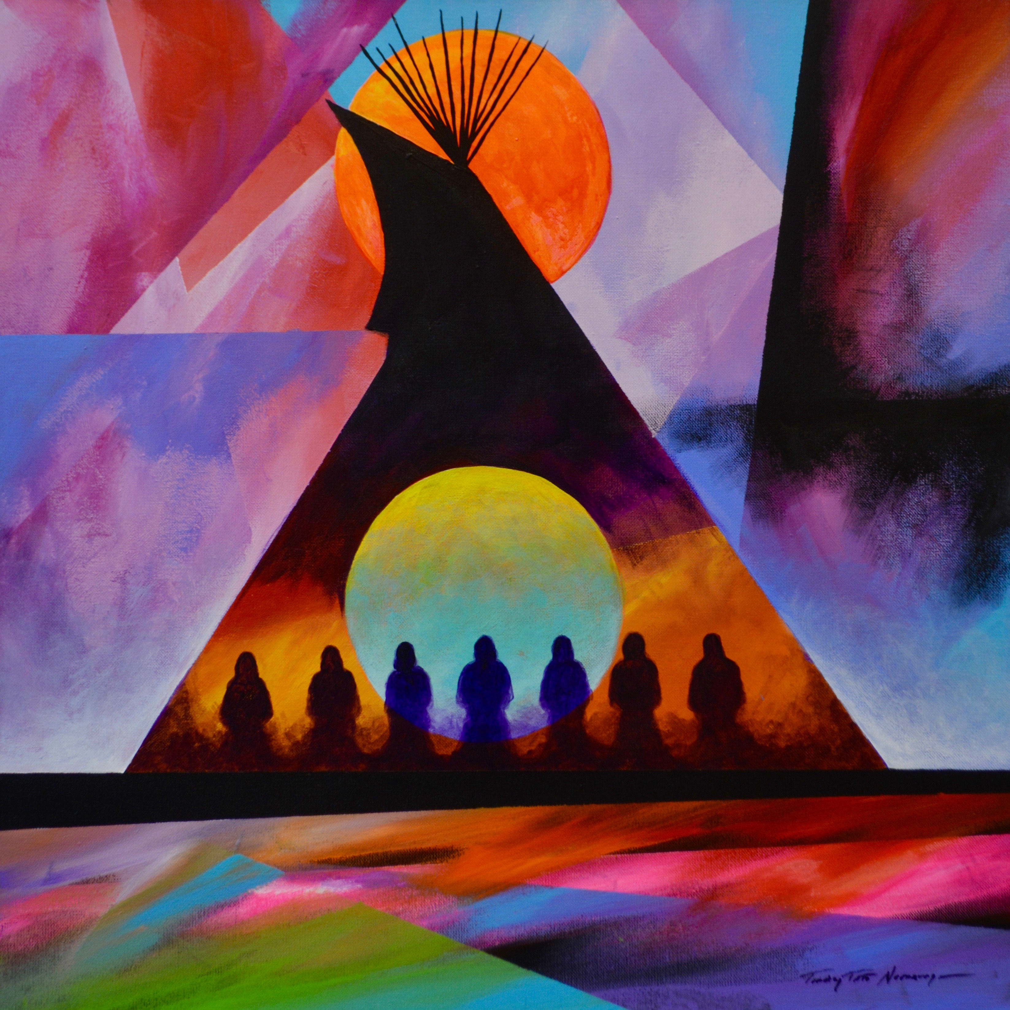 "The Voice of the Great Spirit" Oil on Canvas - 24" x 24" - Tim Nevaquaya