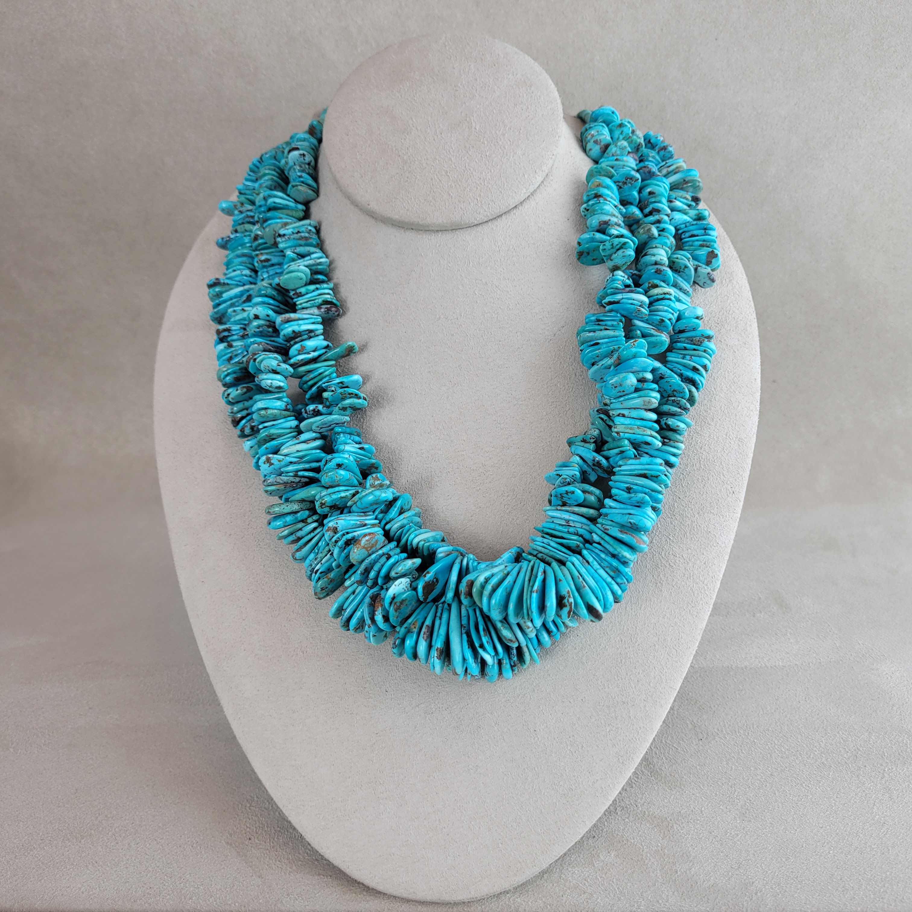 3 Strand Old Kingman Turquoise Multi Slab Necklace by Kenneth Aguilar