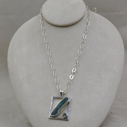 Gem Silica & Green Amethyst Pendant on Chain by Michele McMillan