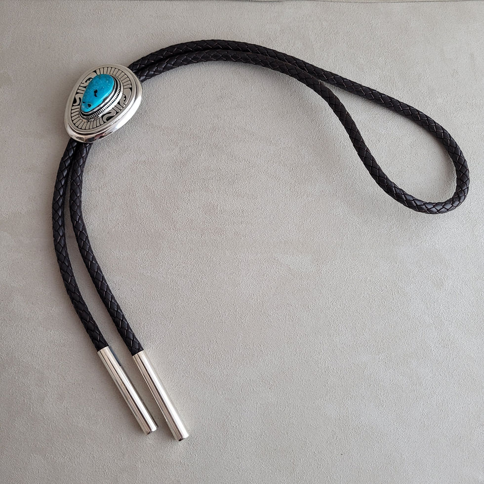 Thumbnail: Sterling Silver and Nevada Blue Turquoise Bolo