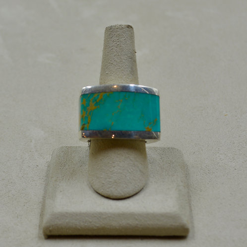 Green Kingman Turquoise Wraparound Sterling Silver 11.5x Ring by JL McKinney