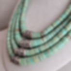 Thumbnail: 4 Strand Turquoise Handmade Silver Beads & Detail Necklace by James R. Nicholson