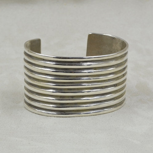 9 Row Ingot Tuffa Cast Sterling Silver Cuff by Jerry Faires