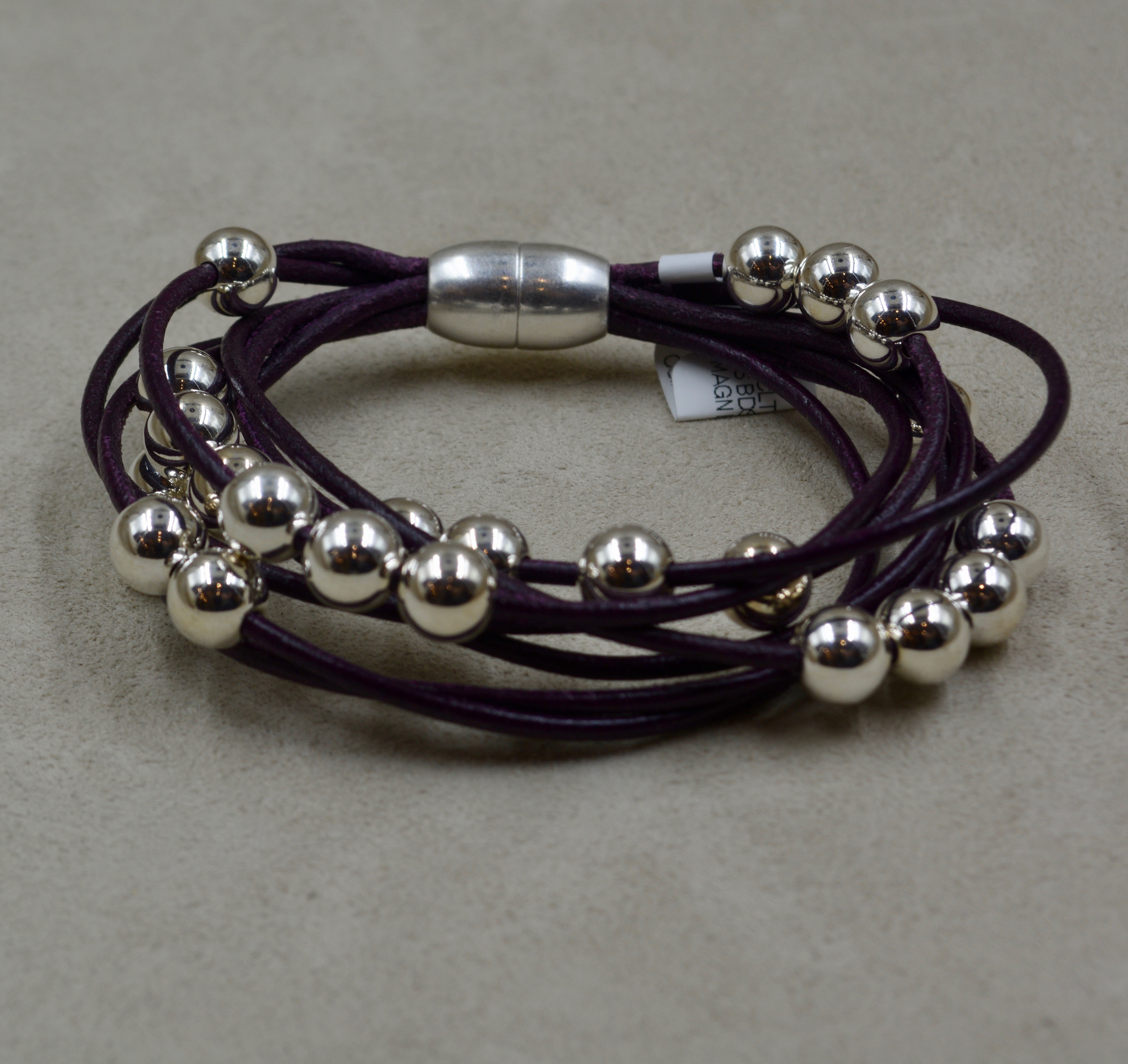 Eggplant Multi-Strand Sterling Silver Beaded Bracelet by Sippecan Designs