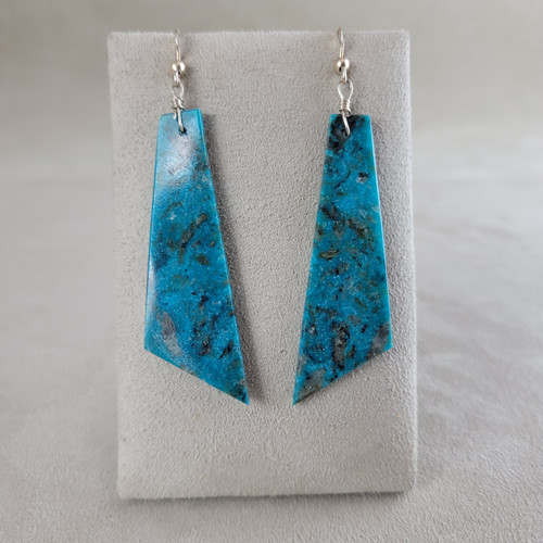•KINGMAN TURQUOISE TEARDROP - 3• Navajo silver dangle earrings
