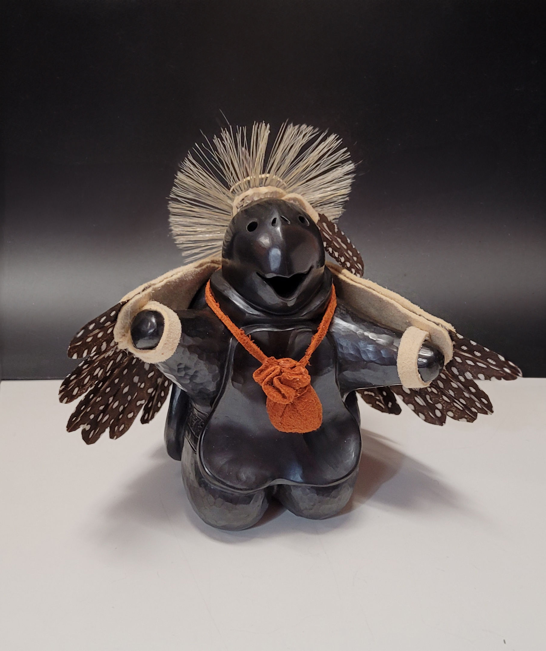 Mini Black Turtle Eagle Dancer Sculpture by Randy Chitto