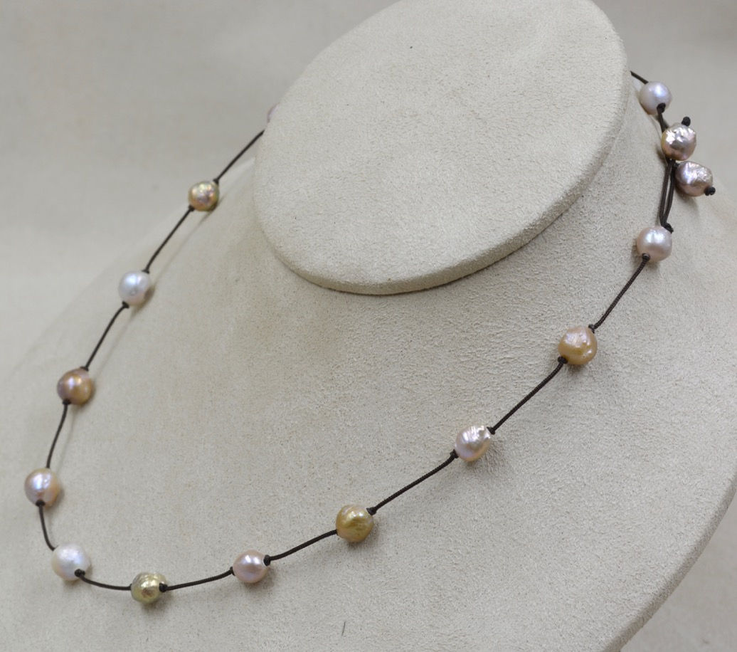 Freshwater Rosebud Pearls Necklace on Cord by US Pearl Co.