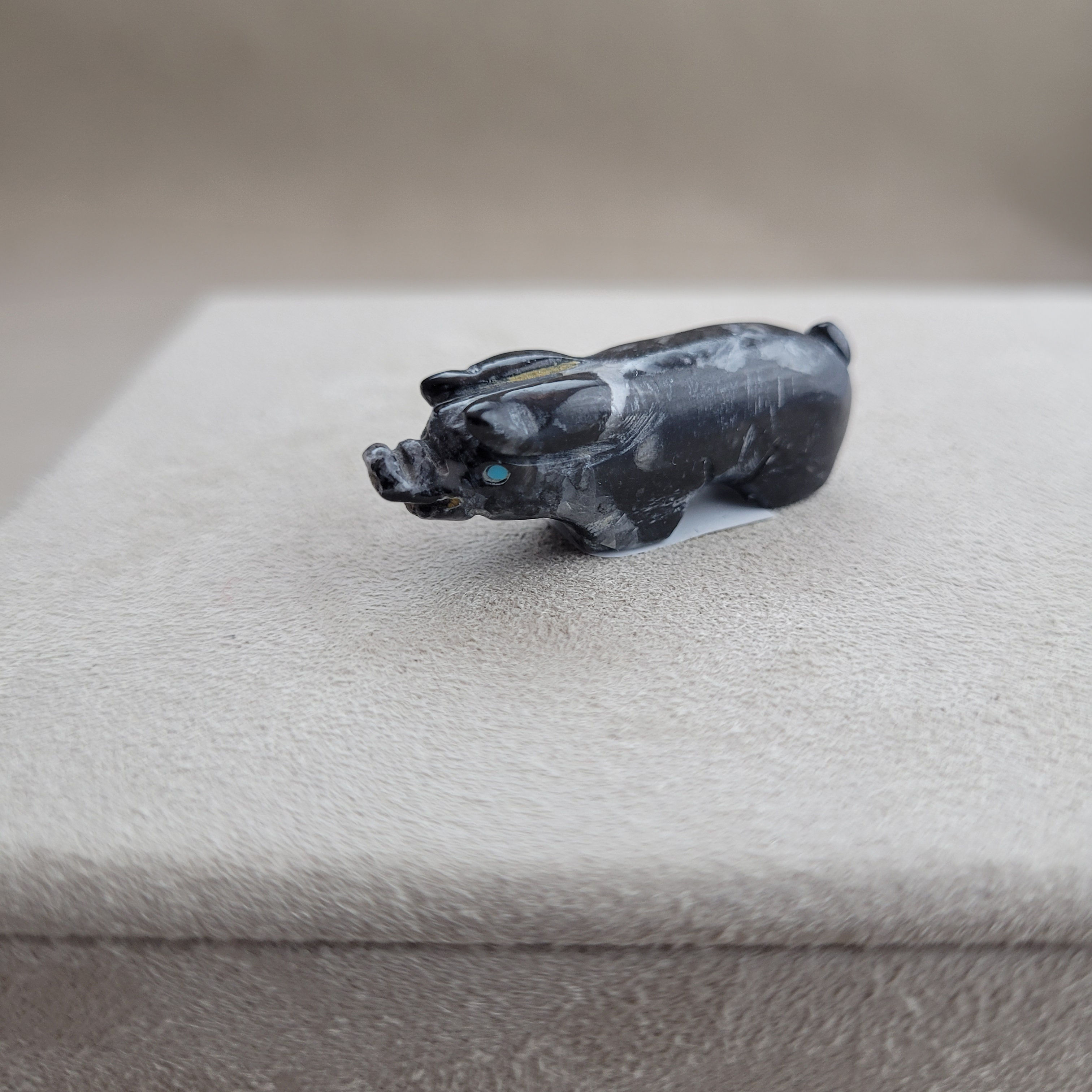 Black Marble Zuni Pig Fetish