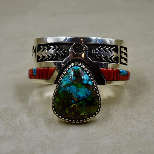 "Abundance" Pilot Mountain Turquoise & Sterling Silver Cuff by Tim Yazzie