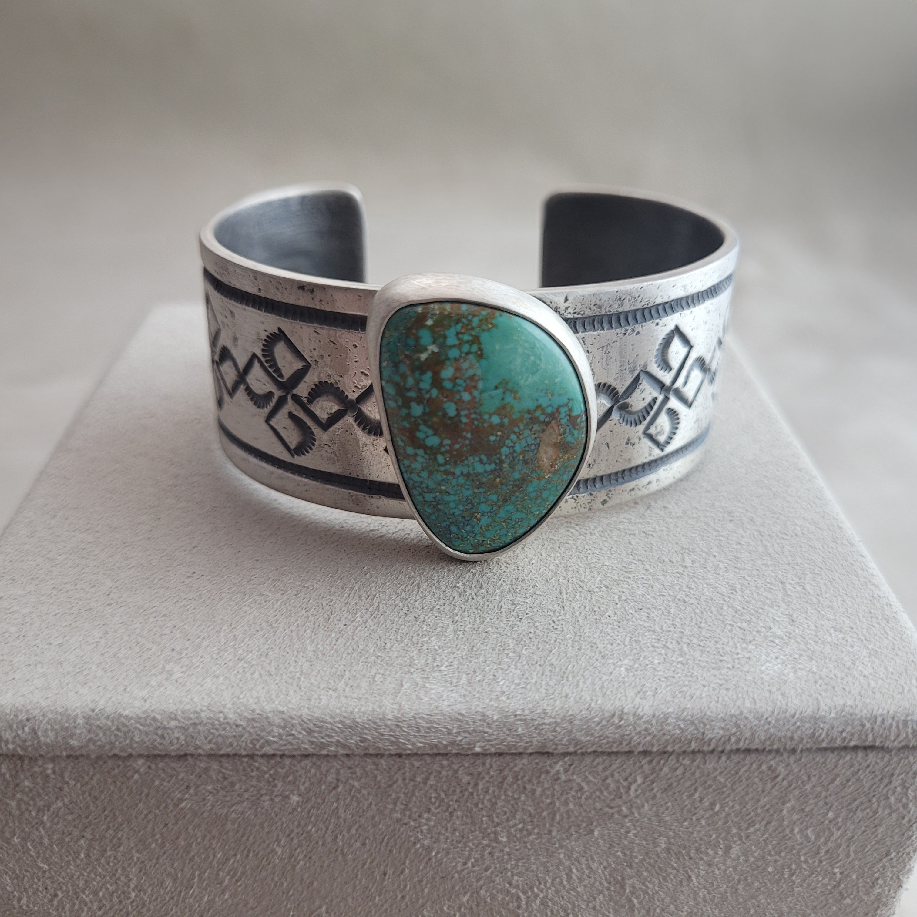 Sterling Silver Cuff with Natural Red Mountain Turquoise by True West Jewelry