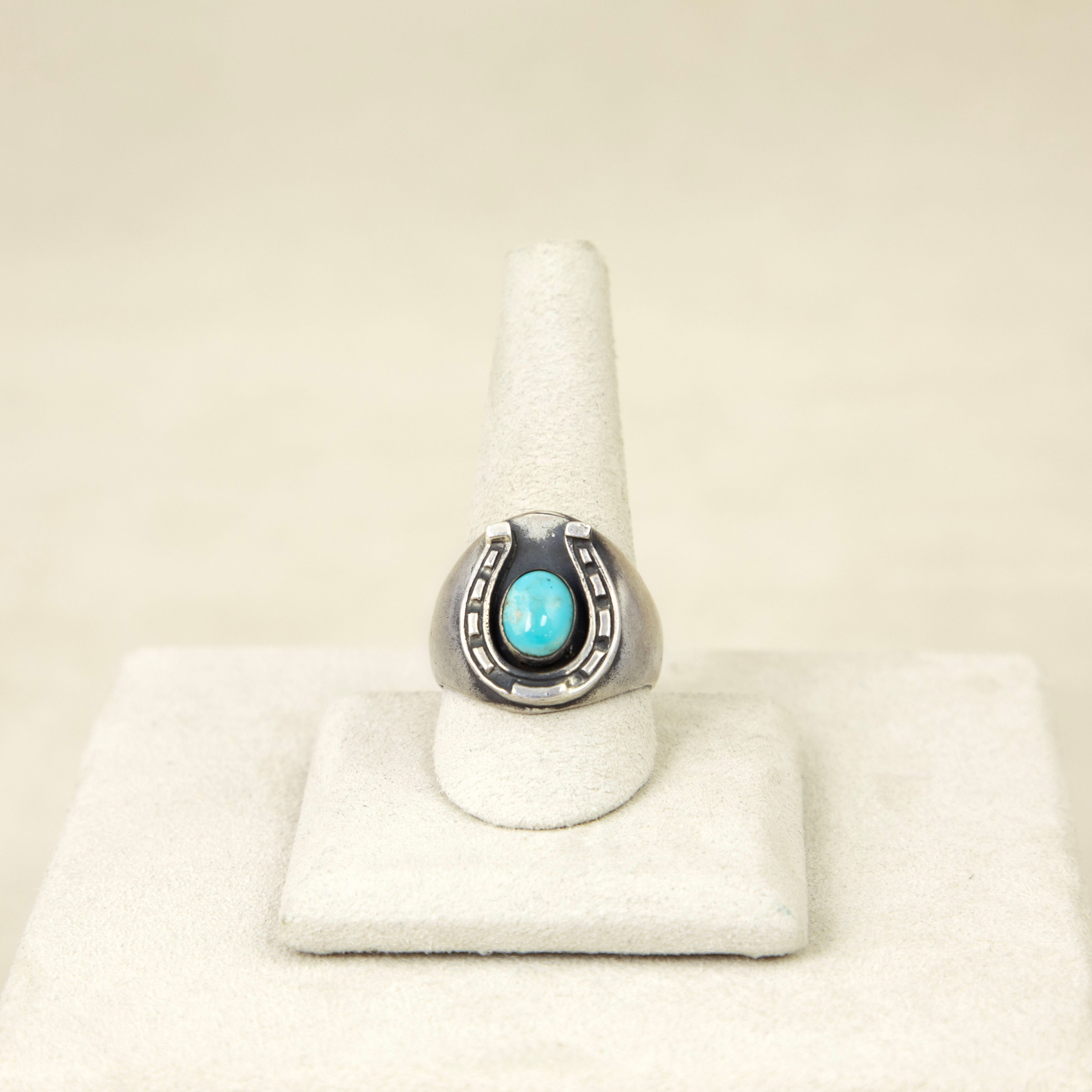 Sterling Silver Blue Turquoise Horseshoe Ring by Mike French