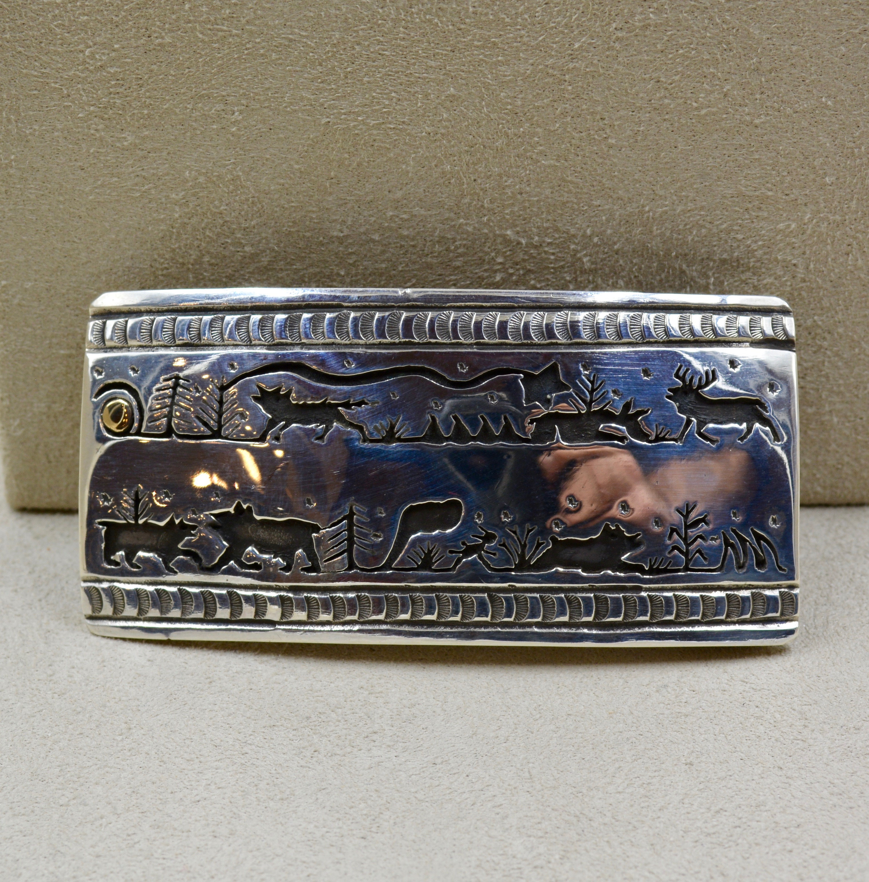 Sterling Silver & 14k Gold Belt Buckles by Ed Wayne Aragon