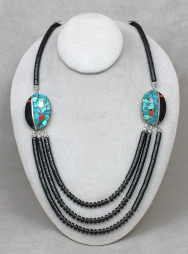 Janalee Reano Reversible Single Strand Mosaic Jet Bead Necklace