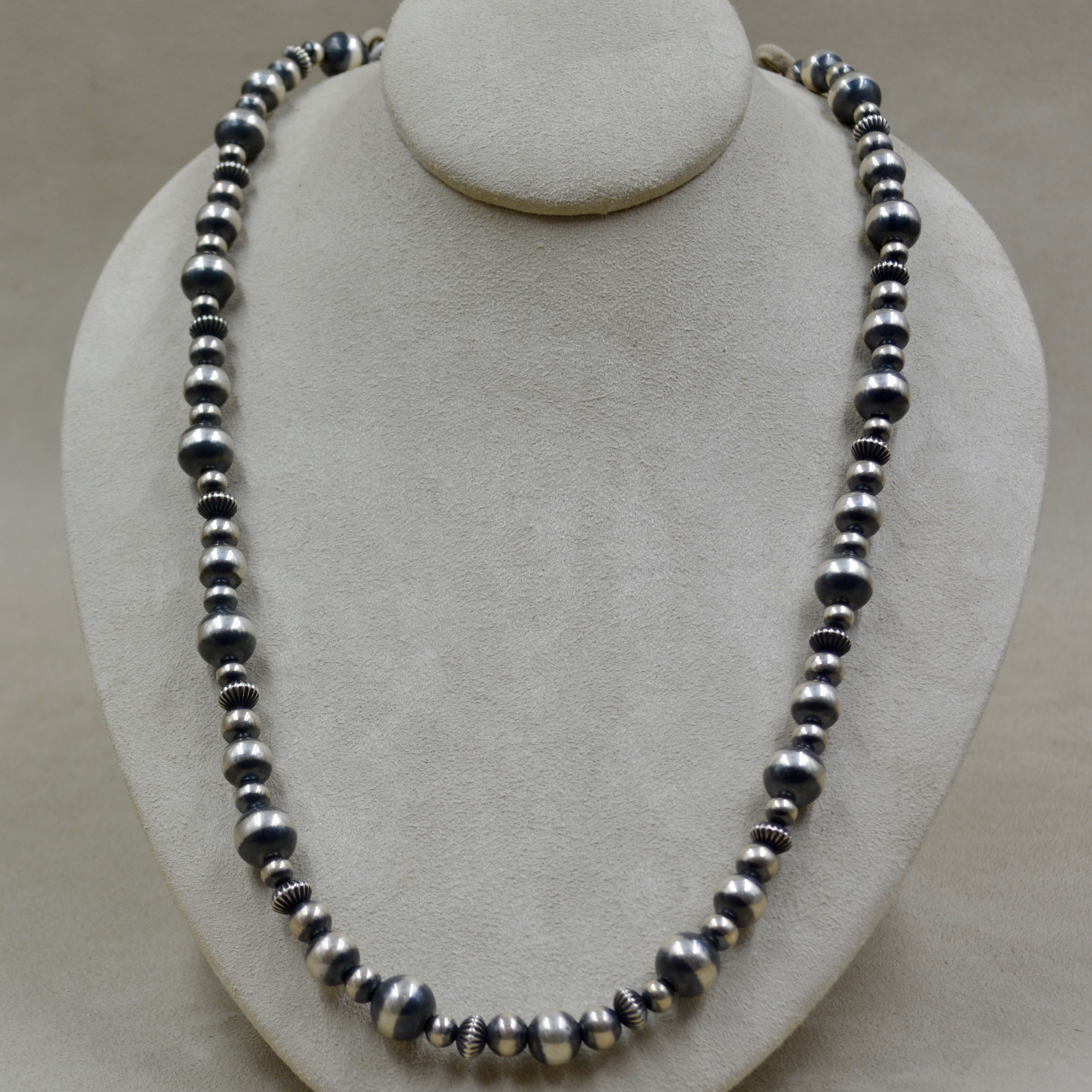 Oxidized Sterling Silver Multi-Bead 38"L Necklace by Shoofly 505