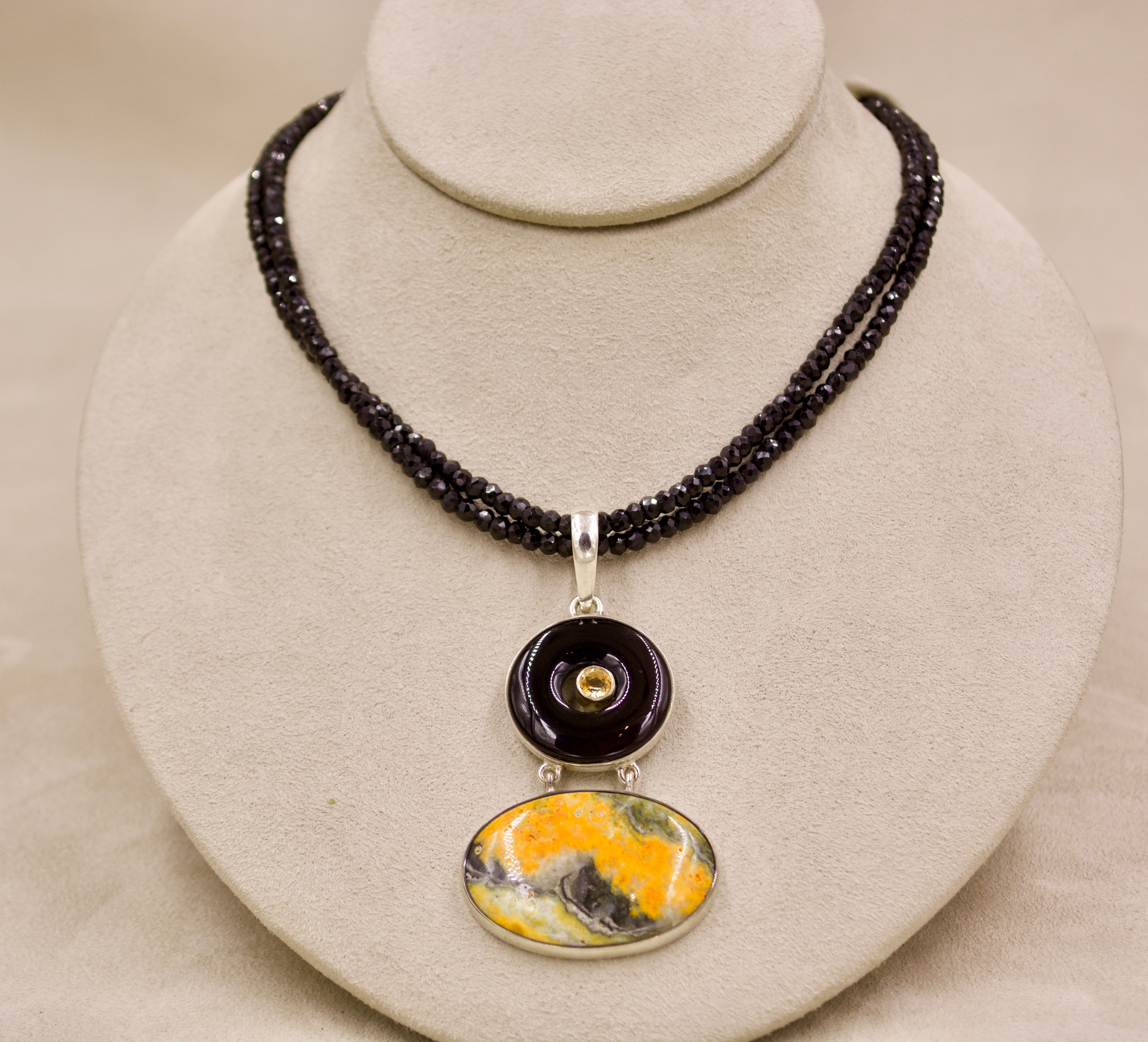 Double Black Spinel Faceted Necklace by Sanchi & Filia