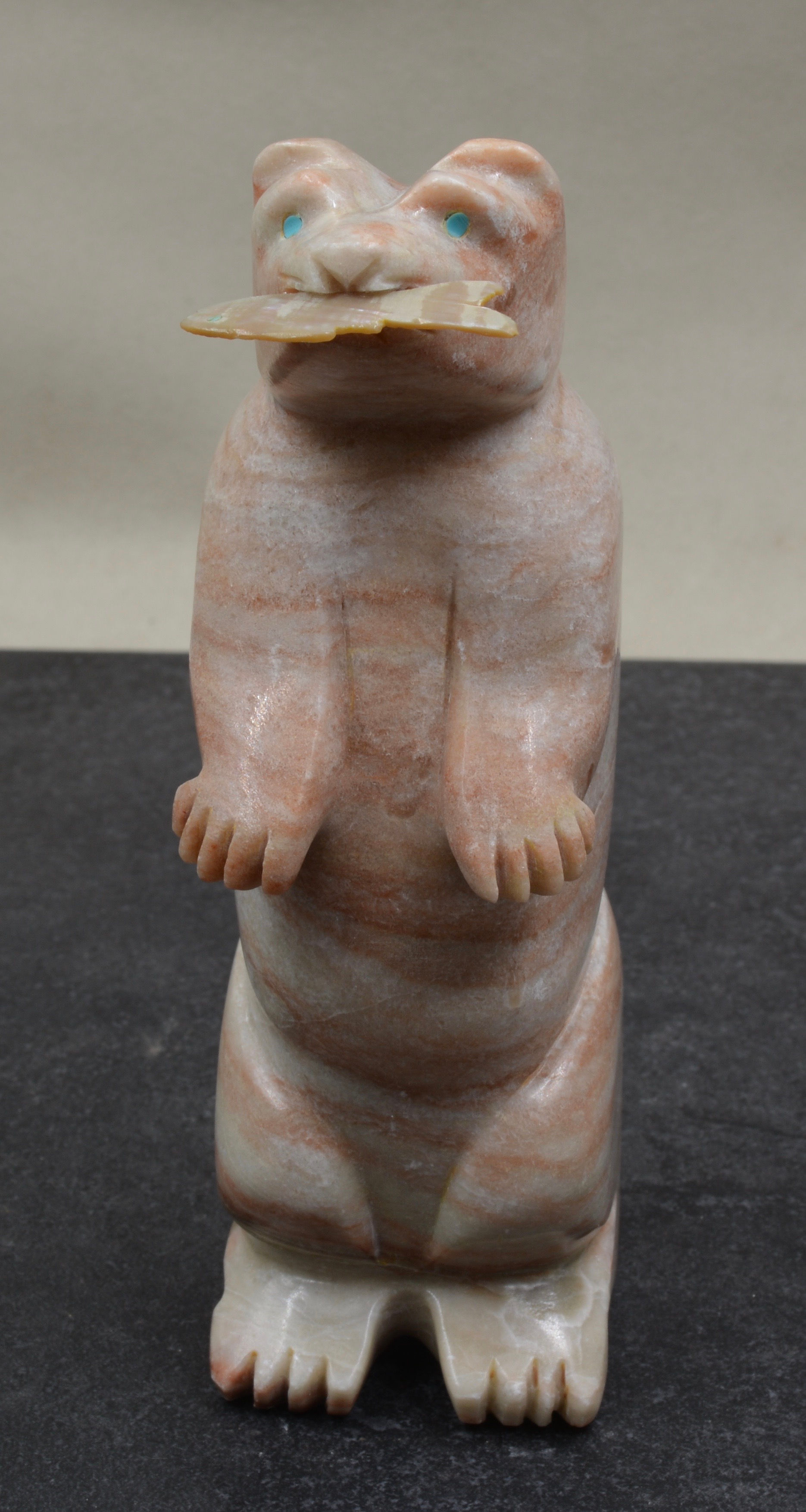 Bear Fetish - Strawberry Alabaster & Mother of Pearl Finish by Tony Mackel