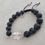 Thumbnail: Lava Rock Meditation Bracelet With Silver Leaf & Crescent Moon
