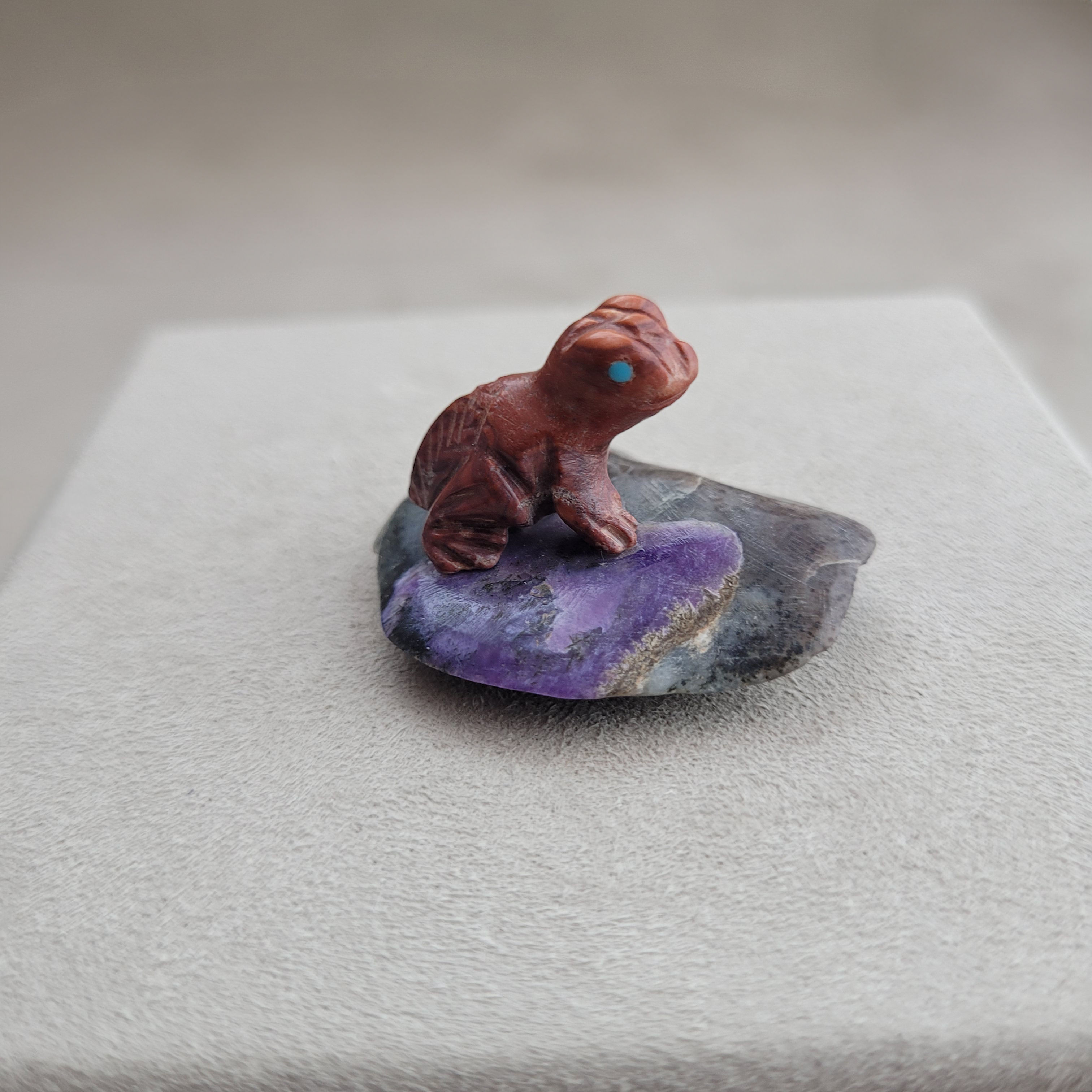 Marble & Sugilite Zuni Frog on Stone Fetish by Kant Banteah