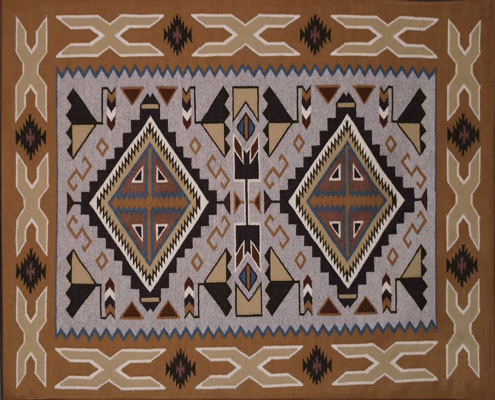 Teec Nos Pos Design Navajo Weaving, 42.5 X 53", by Irene Littleben