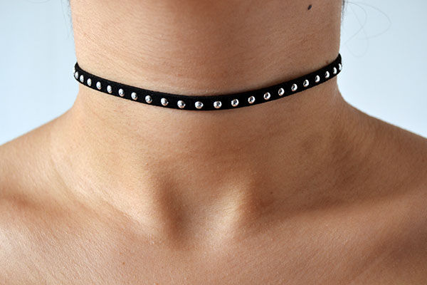 Black Choker w/ Silver Dots