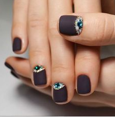 matte color with jewel accent nails