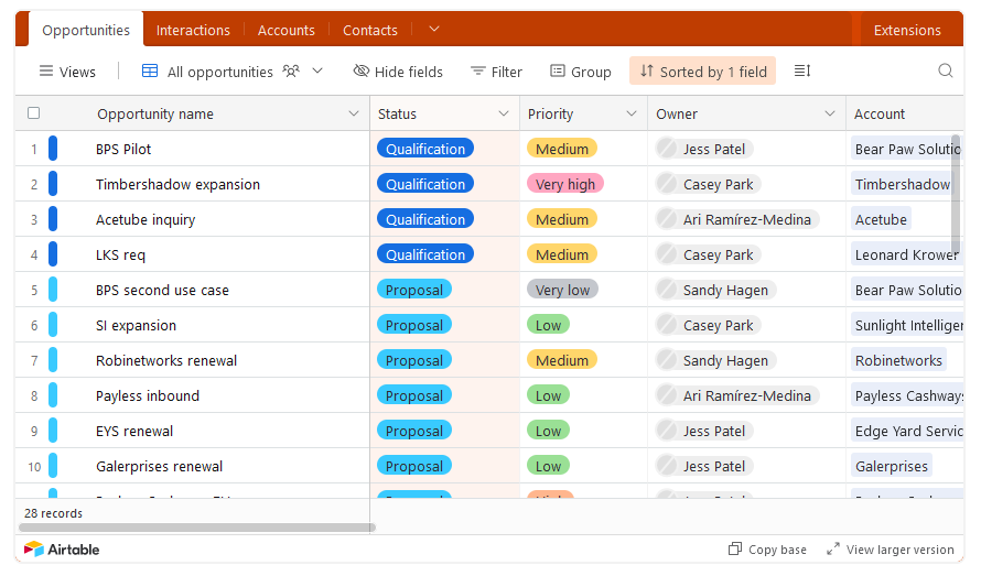 what is airtable- sample CRM