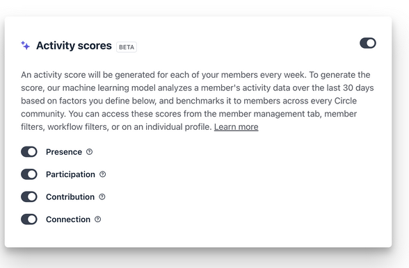 Circle's Community AI activity scores
