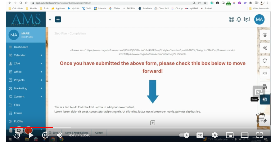 SuiteDash Reviews - onboarding form