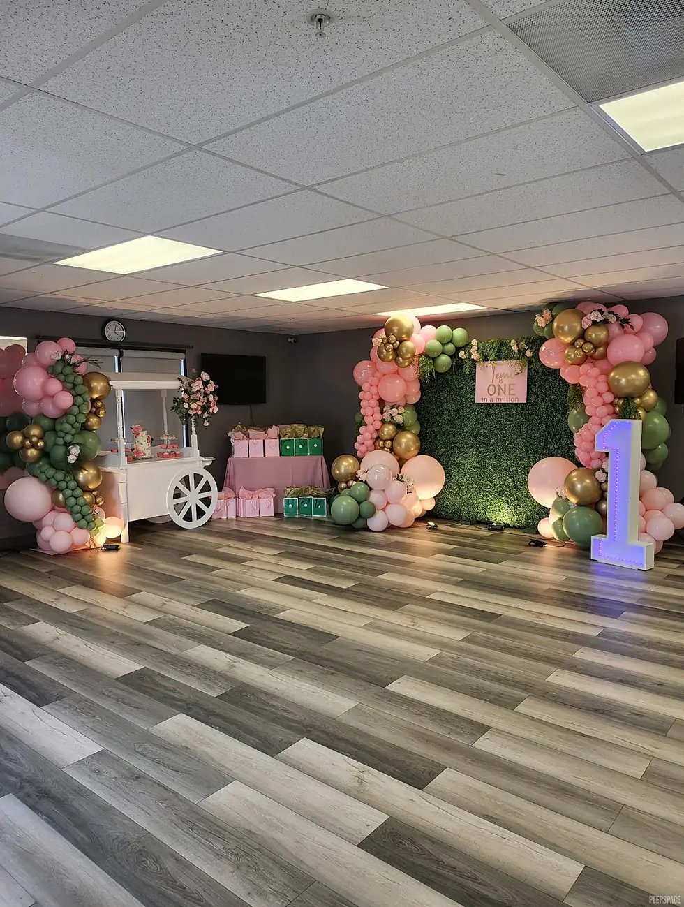 Birthday party setup in The Modern Suite at Unleashed Event Space Sacramento